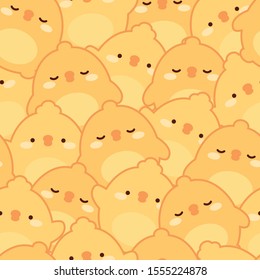 Chick seamless pattern background, cute chick heads, Vector illustration