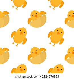 chick seamless pattern on white background