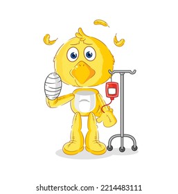 the chick sick in IV illustration. character vector