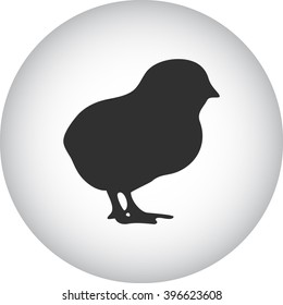 Chick Silhouette Simple Icon On Round Background