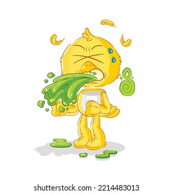 la caricatura de la chica vomita. vector de mascota de dibujos animados