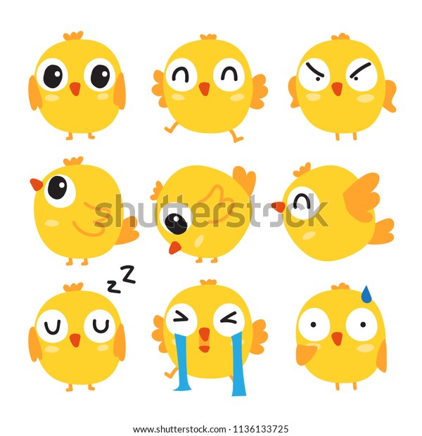 Chick Vector Collection Design Stock Vector (Royalty Free) 1136133725