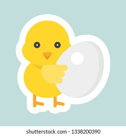 Chick vector, Easter and spring flat sticker icon