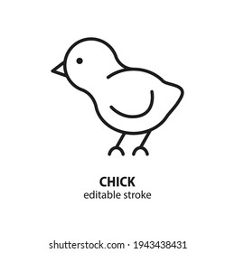 Chick vector flat line icon. Editable stroke.