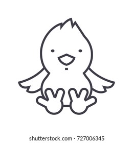 chick vector line icon, sign, illustration on background, editable strokes