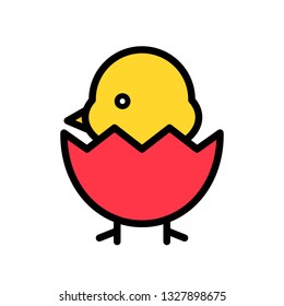 Chick vector, Spring season filled style icon editable stroke