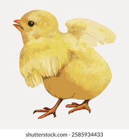 Chick vintage illustration, vector element.