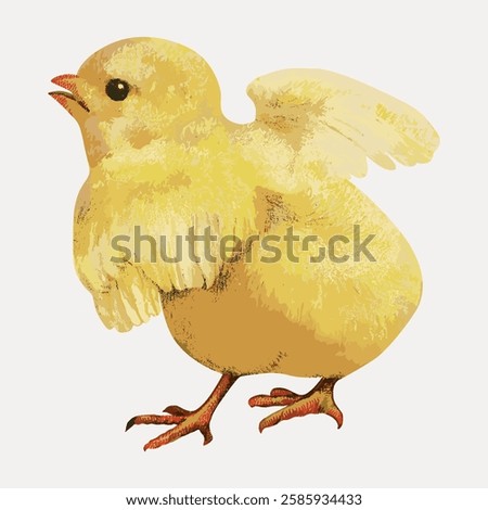 Chick vintage illustration, vector element.