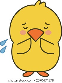Chick worried something. Vector illustration isolated on a white background.
