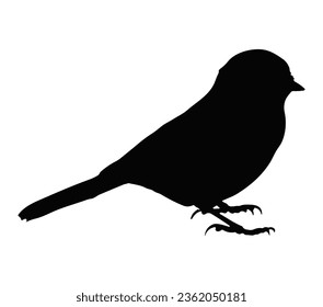 Chickadee bird vector silhouette isolated on white background.