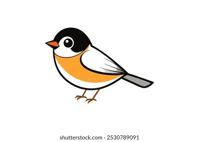 Ilustración de Arte vectorial de estilo de dibujos animados de Chickadee con un pájaro lindo y divertido, perfecto para diseños digitales y proyectos centrados en la naturaleza, la vida silvestre y los temas de animales.