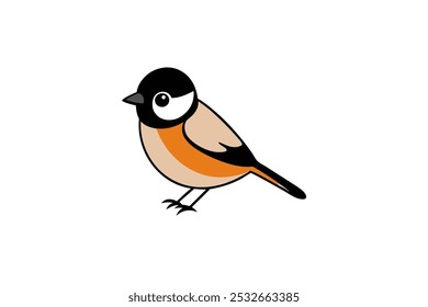 Ilustración de Arte vectorial de estilo de dibujos animados de Chickadee con un pájaro lindo y divertido, perfecto para diseños digitales y proyectos centrados en la naturaleza, la vida silvestre y los temas de animales.