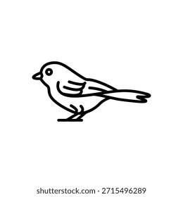 Chickadee Small Bird Line Icon: Nature and Wildlife