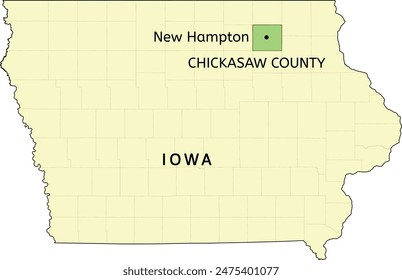 Chickasaw County and city of New Hampton location on Iowa state map