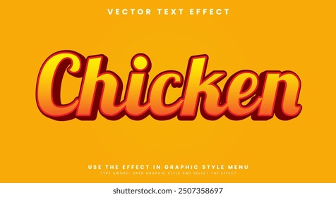 Chicken 3d editable text effect Template suitable for spicy food products