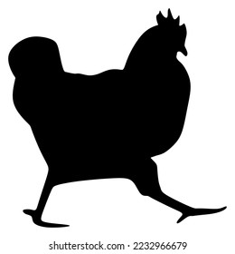 chicken with acorn vector silhouette icon on white background