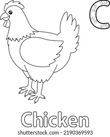 Chicken Alphabet ABC Coloring Page C