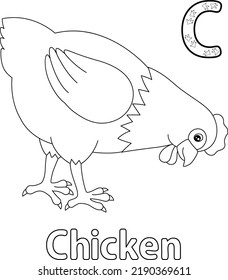 Chicken Alphabet ABC Coloring Page C