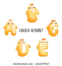 Chicken alphabet,animal alphabet Vector illustration