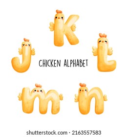 Chicken alphabet,animal alphabet Vector illustration