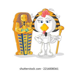 the chicken ancient egypt cartoon. cartoon mascot vector