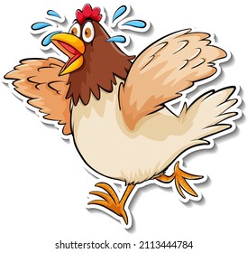 A chicken animal cartoon sticker illustration