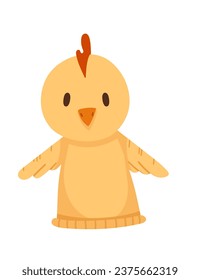 Chicken animal doll puppet for children theater cute soft hand toy vector illustration isolated on white background