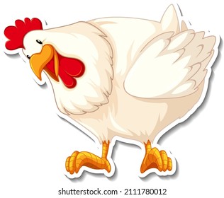 Chicken animal farm animal cartoon sticker illustration