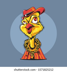 Chicken Animal Gangster Vector Illustration