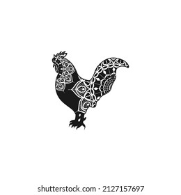 Chicken animal mandala design illustration vector