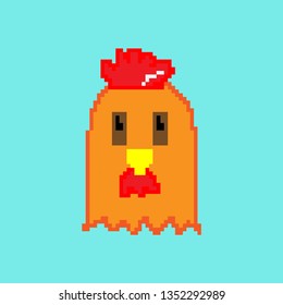 chicken animal pixel look as vector