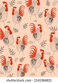 Chicken animals seamless pattern vector illustration design for print,textile.fabric.wallpapers.