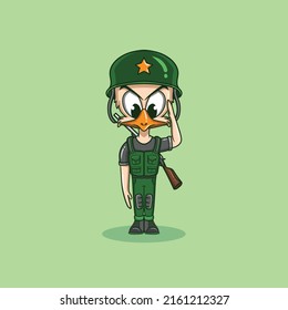Chicken Army Mascot Cartoon Logo Cute And Cool