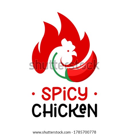 Chicken Barbecue Logo Red BBQ Vector, Grill, Food and Beverage Design Idea