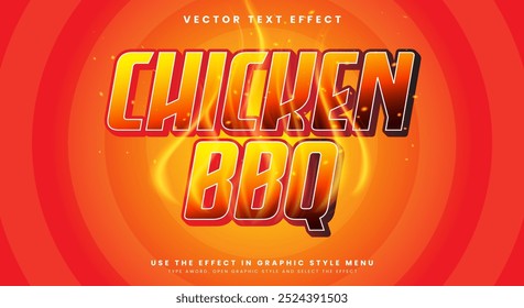 Chicken BBQ 3D editable text effect suitable for Spicy food products