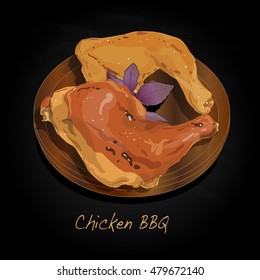 Chicken BBQ illustration. Vector isolated.
