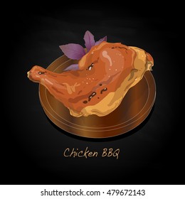 Chicken BBQ illustration. Vector isolated.