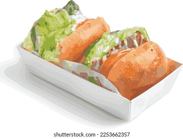 Chicken and beef hamburger combo. There are photo, vector versions for design idea. Because it is inexpensive, hamburger is the most popular fast food in the United States. But overeating is harmful