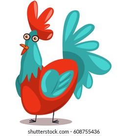 Chicken bird cartoon vector illustration isolated on white background.