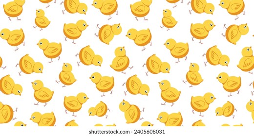  Pollo, pájaro. Pájaro doméstico. Patrón sin fisuras. Mascota. Fondo de Semana Santa, embalaje, papel pintado. Ilustración plana vectorial.	
