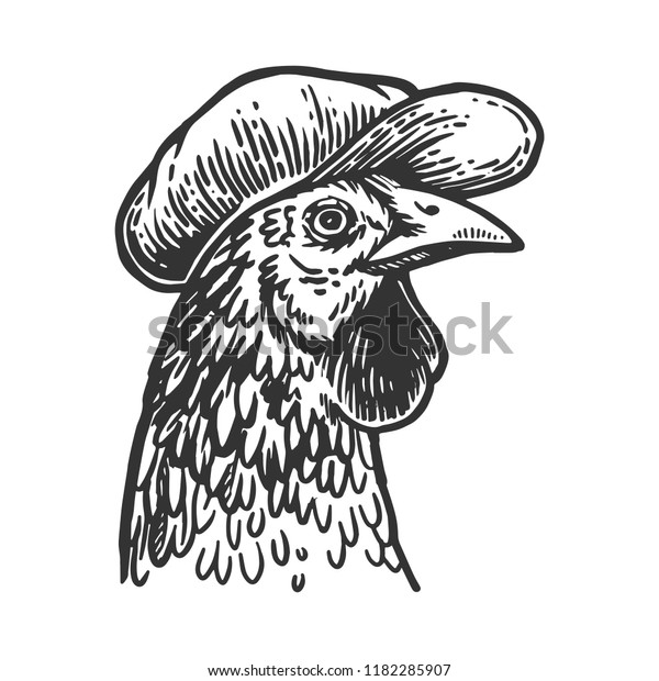 Hakuun Chicken Bird Flat Cap Engraving Vector Liittyva Vektorikuva Rojaltivapaa 1182285907