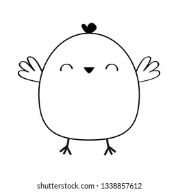 Chicken bird head face line icon. Doodle linear sketch. Black contour silhouette. Cute cartoon kawaii funny baby character. Happy Easter. Flat design. Greeting card. White background. Vector