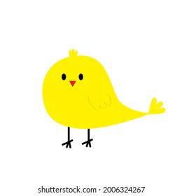 Chicken bird icon. Happy Easter. Cute cartoon funny kawaii baby chick character. Kids tshirt note book cloth print. Greeting card. Yellow color chick. Flat design. White background Vector illustration