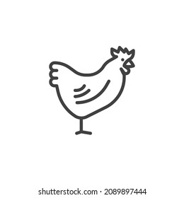 Chicken bird line icon. linear style sign for mobile concept and web design. Chicken outline vector icon. Symbol, logo illustration. Vector graphics