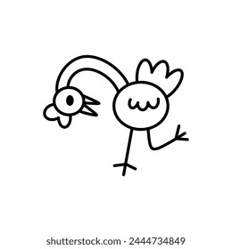 chicken bird outline drawing vector