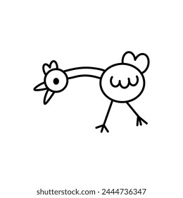 chicken bird outline drawing vector