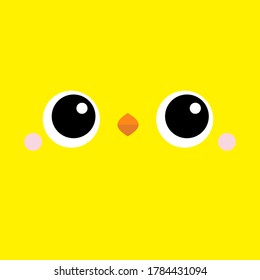 Chicken bird square face head icon. Cartoon funny baby character. Cute kawaii animal portrait. Kids print for poster, t-shirt cloth. Love card. Scandinavian style. Flat design Yellow background Vector