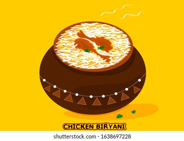 Chicken Biryani Indian Non Veg Food Vector