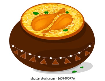 Chicken Biryani Indian Non Veg Food Vector