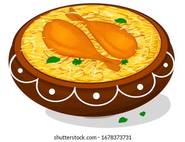 Chicken Biryani Indian Non Veg Food Vector